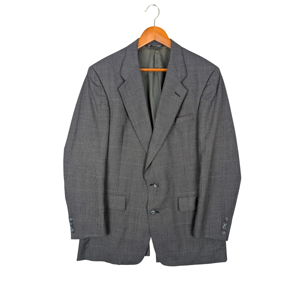 Austin Reed Mens 44L Grey Glen Plaid Blazer Sport Coat McRaes Union Made USA